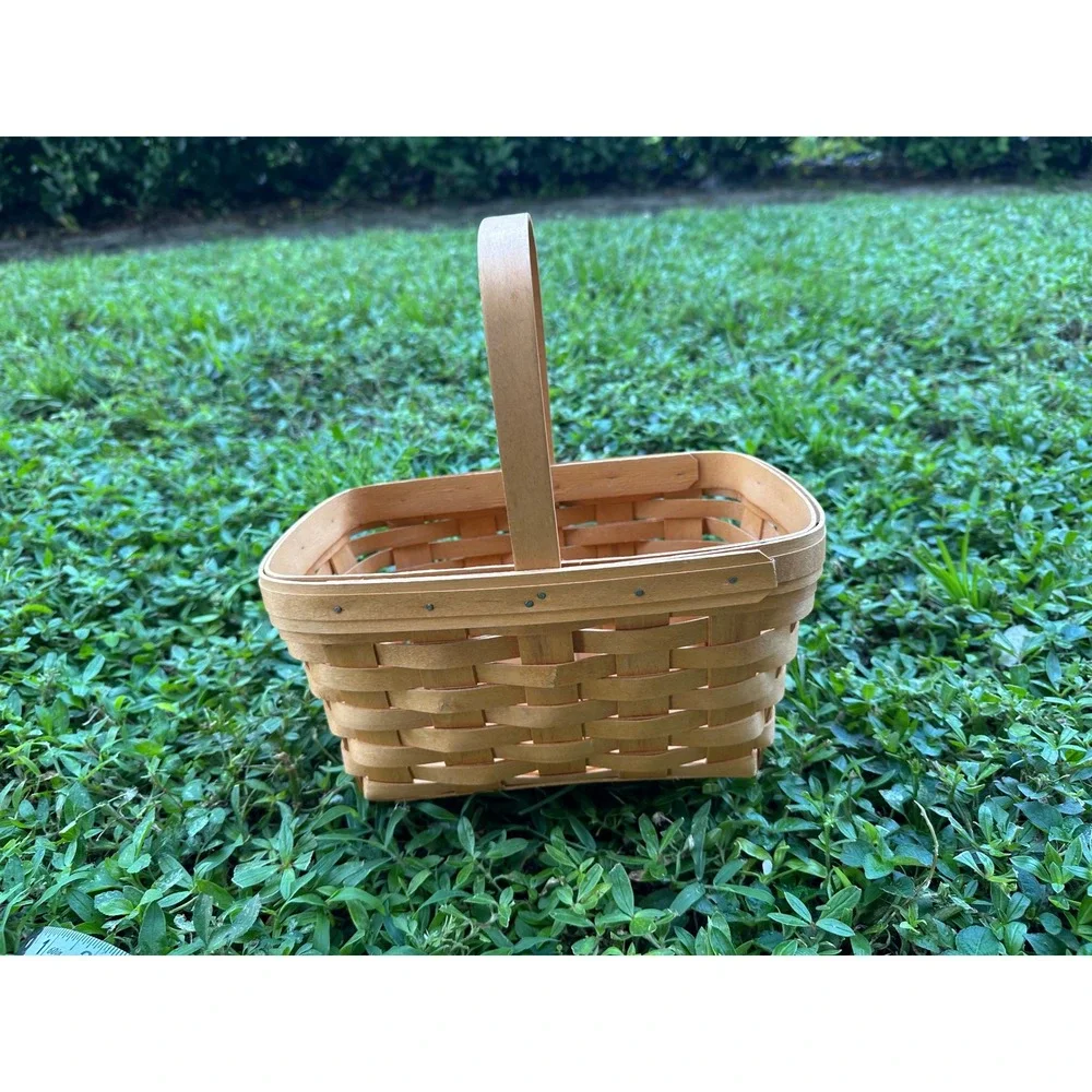 Longaberger 2002 Handwoven Rectangular Basket with Handle Dresden Ohio USA